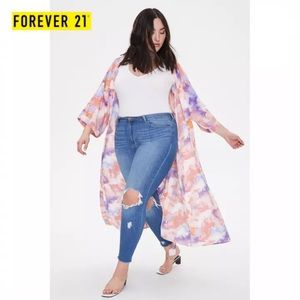Forever21+ Watercolor Kimono - 1X